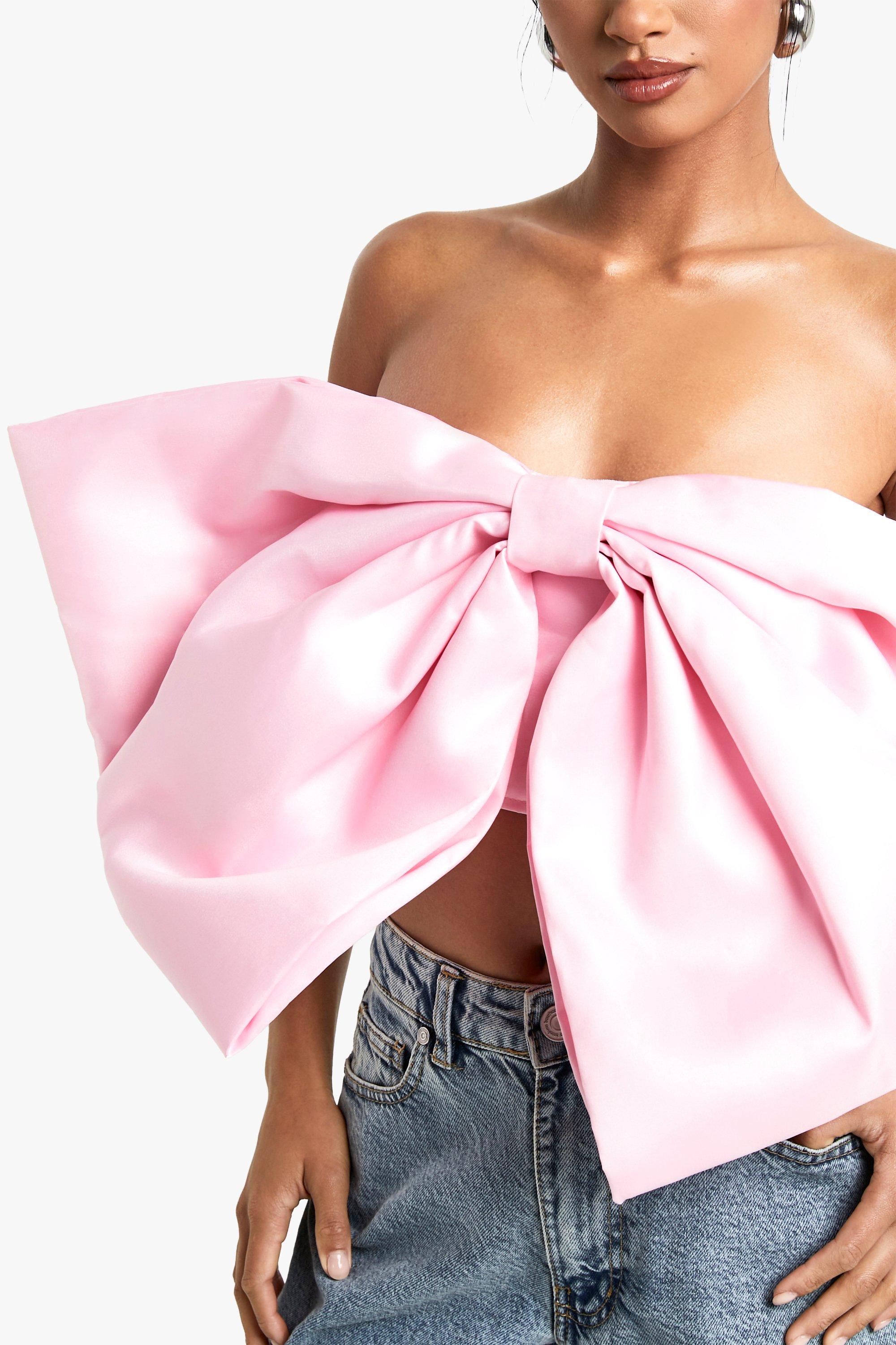 Petite Satin Crop Top mit Schleife